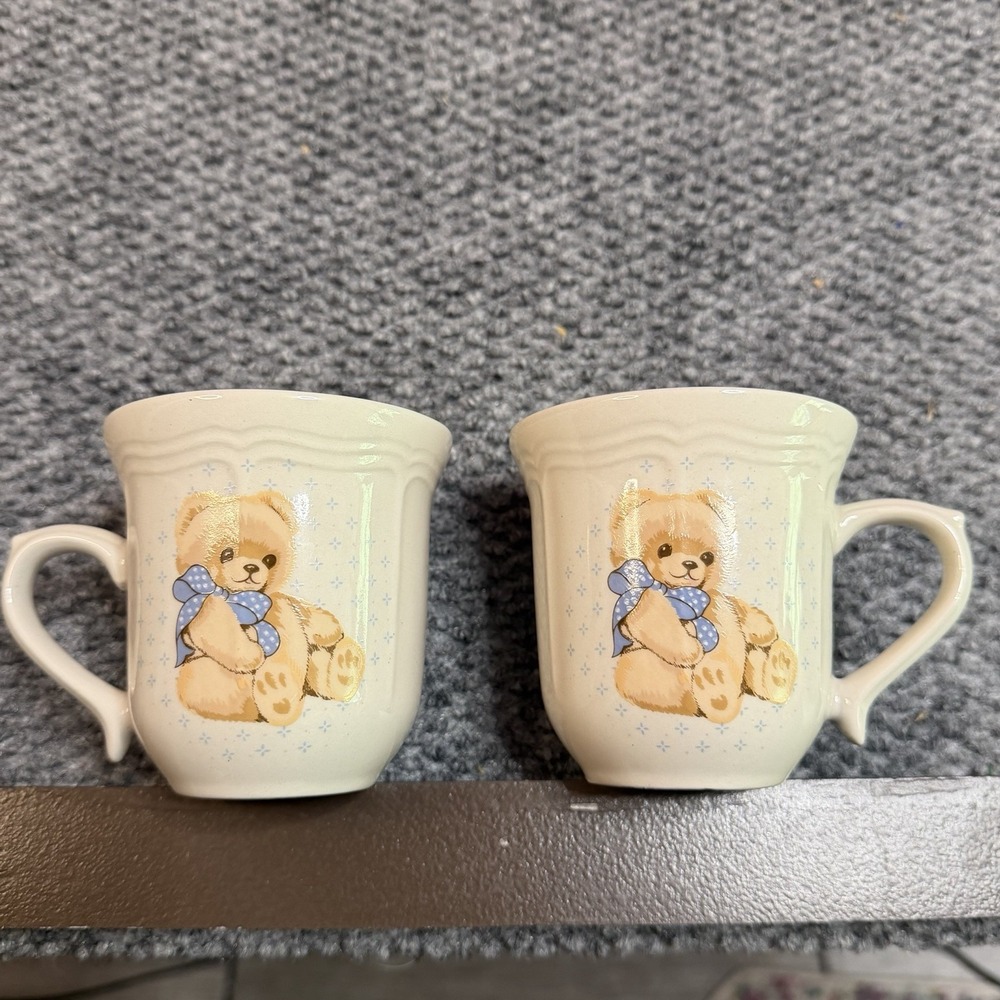 Tienshan Country Bear Stoneware Mugs Cups Set Of 2
